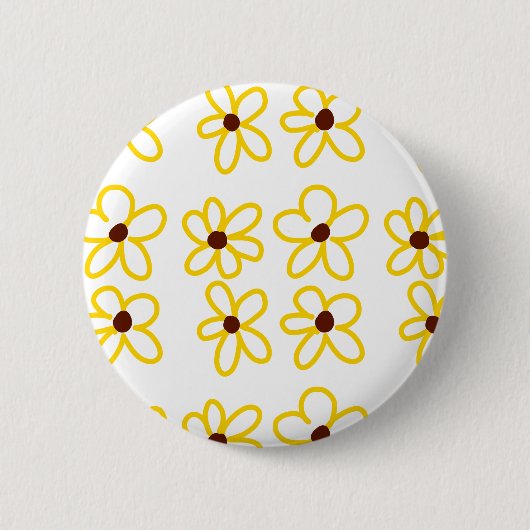 Geel bruin zonnebloem patroon bloemen moderne boho ronde button 5,7 cm (Voorkant)