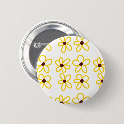 Geel bruin zonnebloem patroon bloemen moderne boho ronde button 5,7 cm (Voorkant /achterkant)