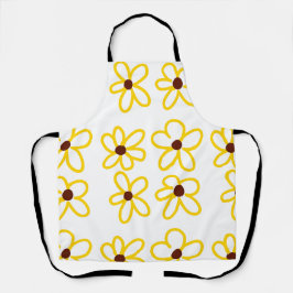 Geel bruin zonnebloem patroon bloemen moderne boho schort