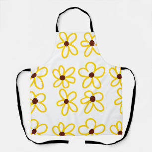 Geel bruin zonnebloem patroon bloemen moderne boho schort