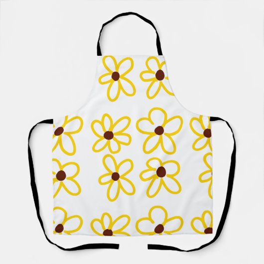 Geel bruin zonnebloem patroon bloemen moderne boho schort (Voorkant)