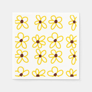 Geel bruin zonnebloem patroon bloemen moderne boho servet