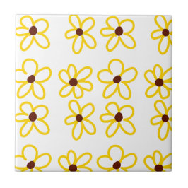 Geel bruin zonnebloem patroon bloemen moderne boho tegeltje