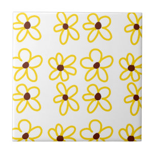 Geel bruin zonnebloem patroon bloemen moderne boho tegeltje