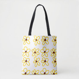 Geel bruin zonnebloem patroon bloemen moderne boho tote bag