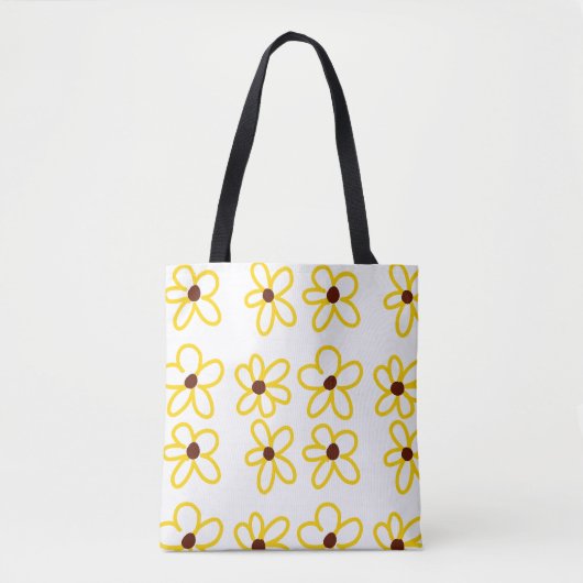 Geel bruin zonnebloem patroon bloemen moderne boho tote bag (Voorkant)