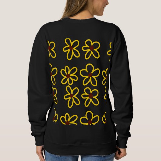 Geel bruin zonnebloem patroon bloemen moderne boho trui (Achterkant)