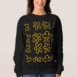 Geel bruin zonnebloem patroon bloemen moderne boho trui