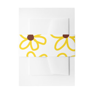 Geel bruin zonnebloem patroon bloemen moderne boho uitnodigingen wikkel