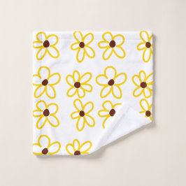 Geel bruin zonnebloem patroon bloemen moderne boho washandje