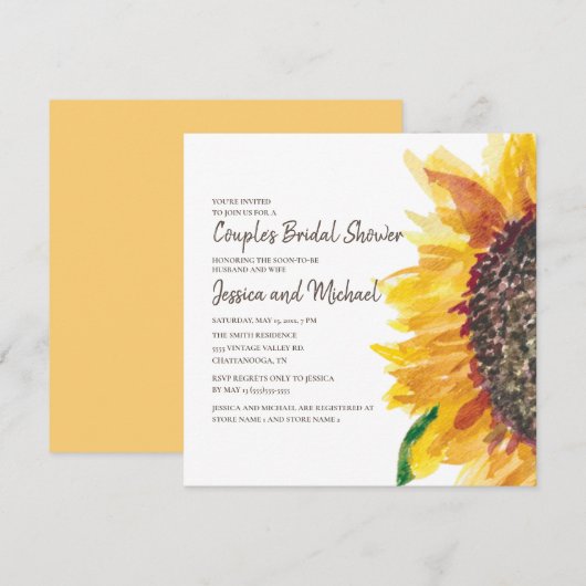 Geel bruin zonnebloem Vrijgezellenfeest van Paars Kaart (Voorkant / Achterkant)