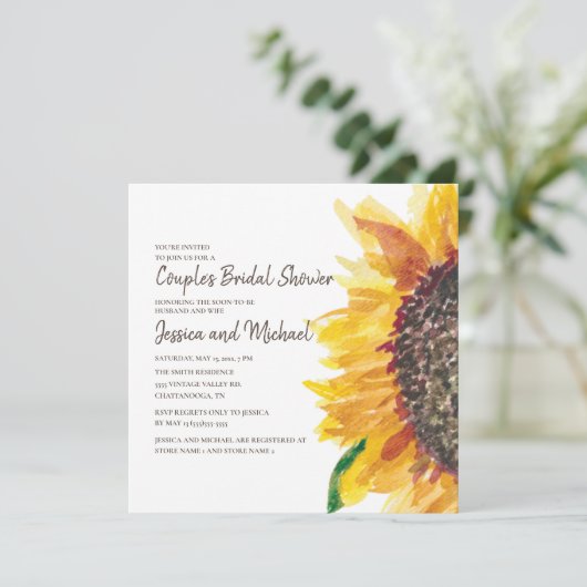 Geel bruin zonnebloem Vrijgezellenfeest van Paars Kaart (Staand voorkant)