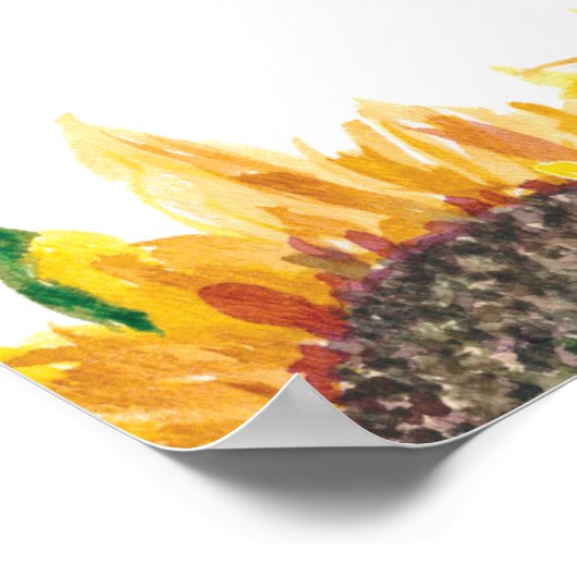 Geel bruin zonnebloem Wit niet-plugging bruiloft Poster (Hoek)