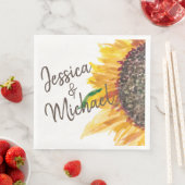 Geel bruin zonnebloem Witte bruiloft Couple's Name Servet (Insitu)