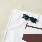 Geel bruin zonnebloem Witte Monogram Initiaal Strandlaken (In situ)