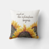 Geel bruin zonnebloemen Pas getrouwd Adventure beg Kussen (Achterkant)