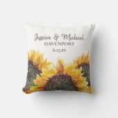 Geel bruin zonnebloemen Pas getrouwd Adventure beg Kussen (Voorkant)