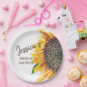 Geel bruin zonnebloemwit Vrijgezellenfeest Papieren Bordje (Feest)