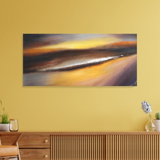 Geel Bruin Zonsondergang Canvas Print (Insitu (Woonkamer))