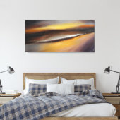Geel Bruin Zonsondergang Canvas Print (Insitu (Slaapkamer))