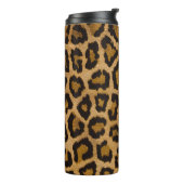 Geel Bruin Zwart Leopard Dierenprint Thermosbeker (Gedraaid links)