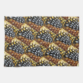 Geel, bruin, zwart patroon keukenhanddoek (Horizontaal)