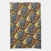 Geel, bruin, zwart patroon keukenhanddoek (Verticaal)