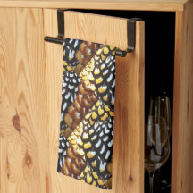 Geel, bruin, zwart patroon keukenhanddoek