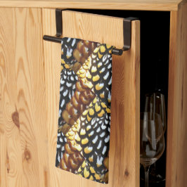 Geel, bruin, zwart patroon keukenhanddoek