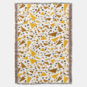 Geel bruine driehoeken op witte retro achtergrond deken (Voorkant Verticaal)