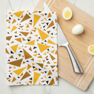 Geel bruine driehoeken op witte retro achtergrond theedoek