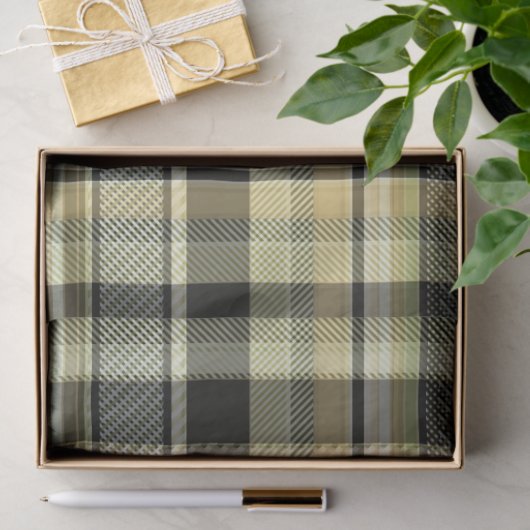 Geel-bruine tartaanpleister. tissuepapier (Geschenk)