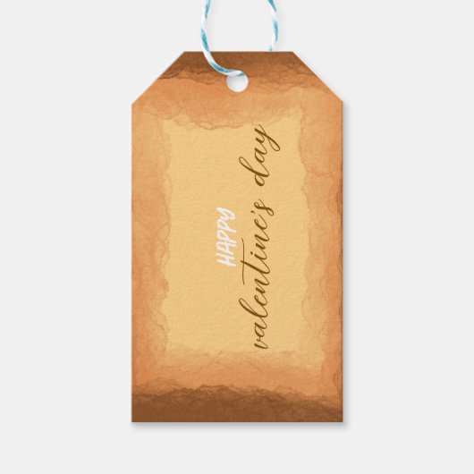 Geel - Bruine Valentijnsdag Cadeaulabel (Voorkant)