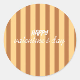 Geel - Bruine Valentijnsdag Ronde Sticker