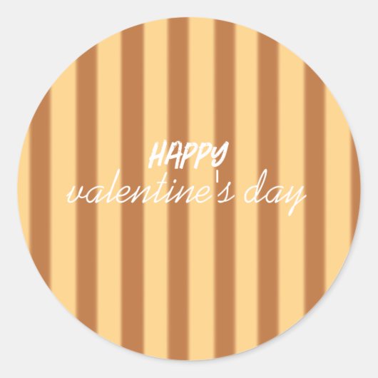 Geel - Bruine Valentijnsdag Ronde Sticker (Voorkant)