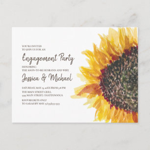 Geel Bruine Witte Zonnebloem Boho Verloving Feest Briefkaart