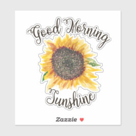 Geel Bruine Zonnebloem Goedemorgen Zonneschijn Sticker