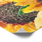 Geel Bruine Zonnebloem Witte Boho Bruids Bruiloft Poster (Hoek)