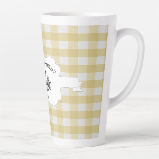 Geel Buffel Plaid Boerderij Varken Latte Mok (Rechts)