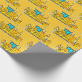 Geel Bulldozer Wrapping Paper Construction Thema Cadeaupapier (Hoek)