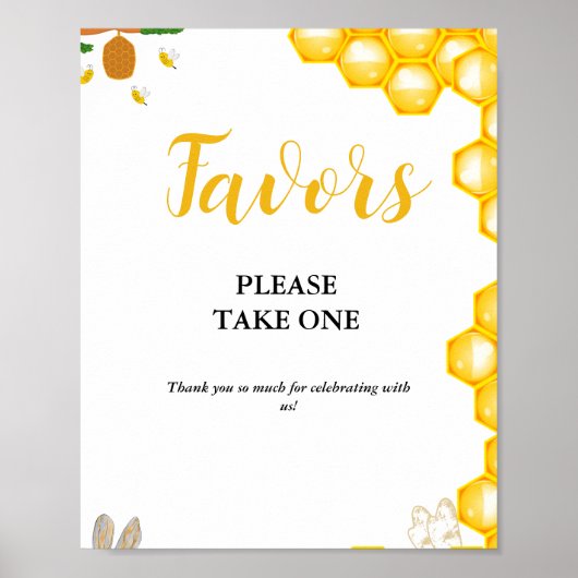 Geel Bumble Bee baby shower Favor teken Poster (Voorkant)