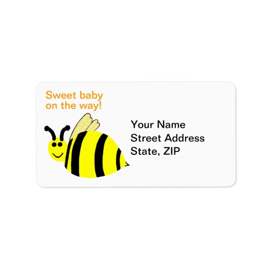 Geel Bumble Bee Sweet Baby Adresetiketten Etiket (Voorkant)