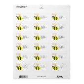 Geel Bumble Bee Sweet Baby Adresetiketten Etiket (Full Sheet)