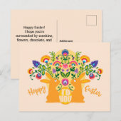 Geel🐰 Bunnies met Folklore Touch Aangepaste Tekst Briefkaart (Voorkant / Achterkant)