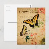  geel Butterflies Floral Flowers French Briefkaart (Voorkant / Achterkant)