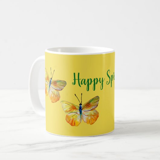 GEEL BUTTERFLIES HAPPY SPRING MOK (Voorkant links)