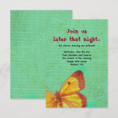 GEEL BUTTERFLY Bat Mitzvah Party Kaart (Voorkant / Achterkant)