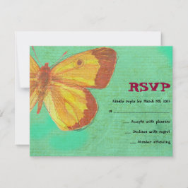GEEL BUTTERFLY Bat Mitzvah Reply Card RSVP Kaartje