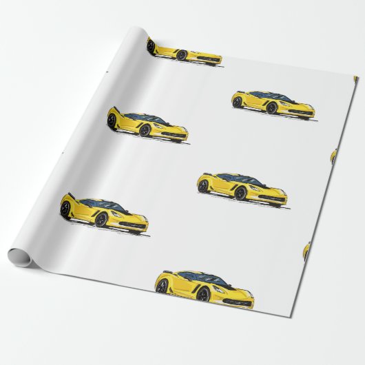 Geel C7 Corvette inpakpapier (Uitgerold)