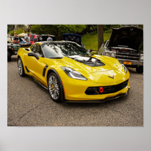 Geel C7 z07 Pakket Chevrolet Corvette Poster